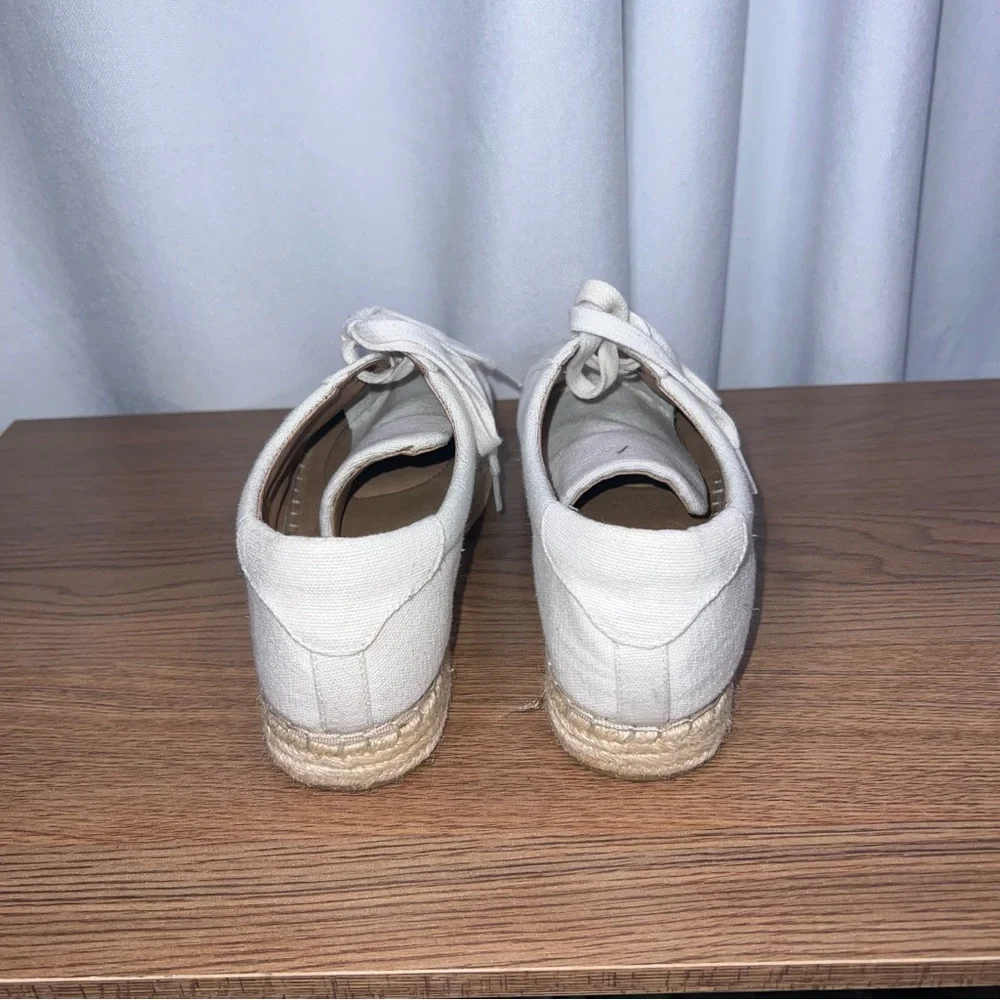 J. Jill White Canvas Espadrille Lace-Up Sneakers Size 9.5 Casual Summer